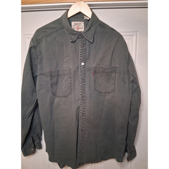 Levis Shirt Mens Large Black Button Up Double Pocket Western Casual 100% Cotton - Picture 1 of 7